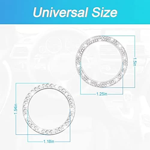 AUKEPO Silver Crystal Rhinestone Push Start Button Ring Sticker | 3.8 cm (1.5 inch) Diameter thumbnail 2