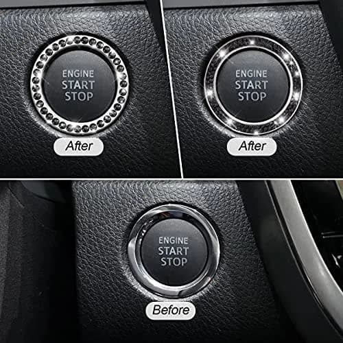 AUKEPO 2PCS Car Start Button Ring Stickers, Set Black | Bling Crystal Rhinestone Ignition Knob Trim thumbnail 5