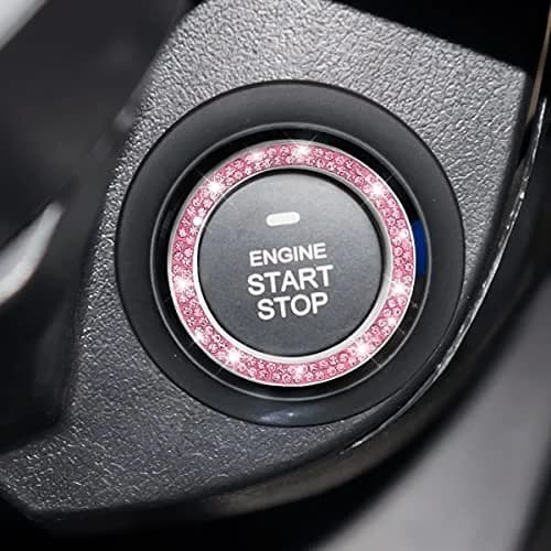 AUKEPO Double Pink 2PCS Car Start Button Ring Stickers | Bling Crystal Rhinestone Ignition Knob Trim thumbnail 6