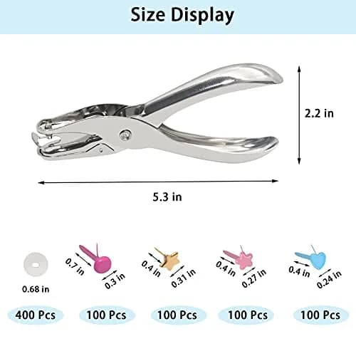 Runloon 400 Pcs Mini Brad Paper Fastener Multicolor Metal Brads with Washers & Hole Punch | Craft & Scrapbooking Supplies thumbnail 6