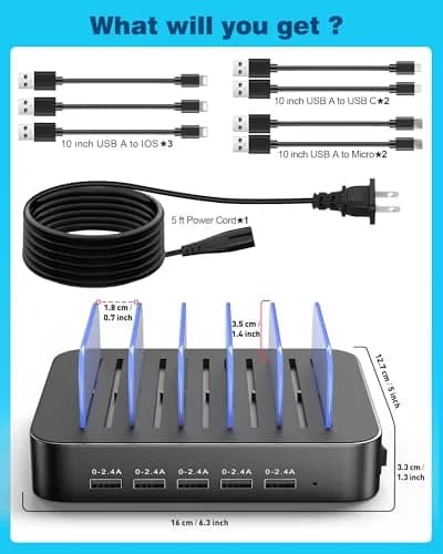 MSTJRY 5 Port USB-A Charging Station Dock 50W | 54.9 cm (0.55 kg) Gunmetal thumbnail 7