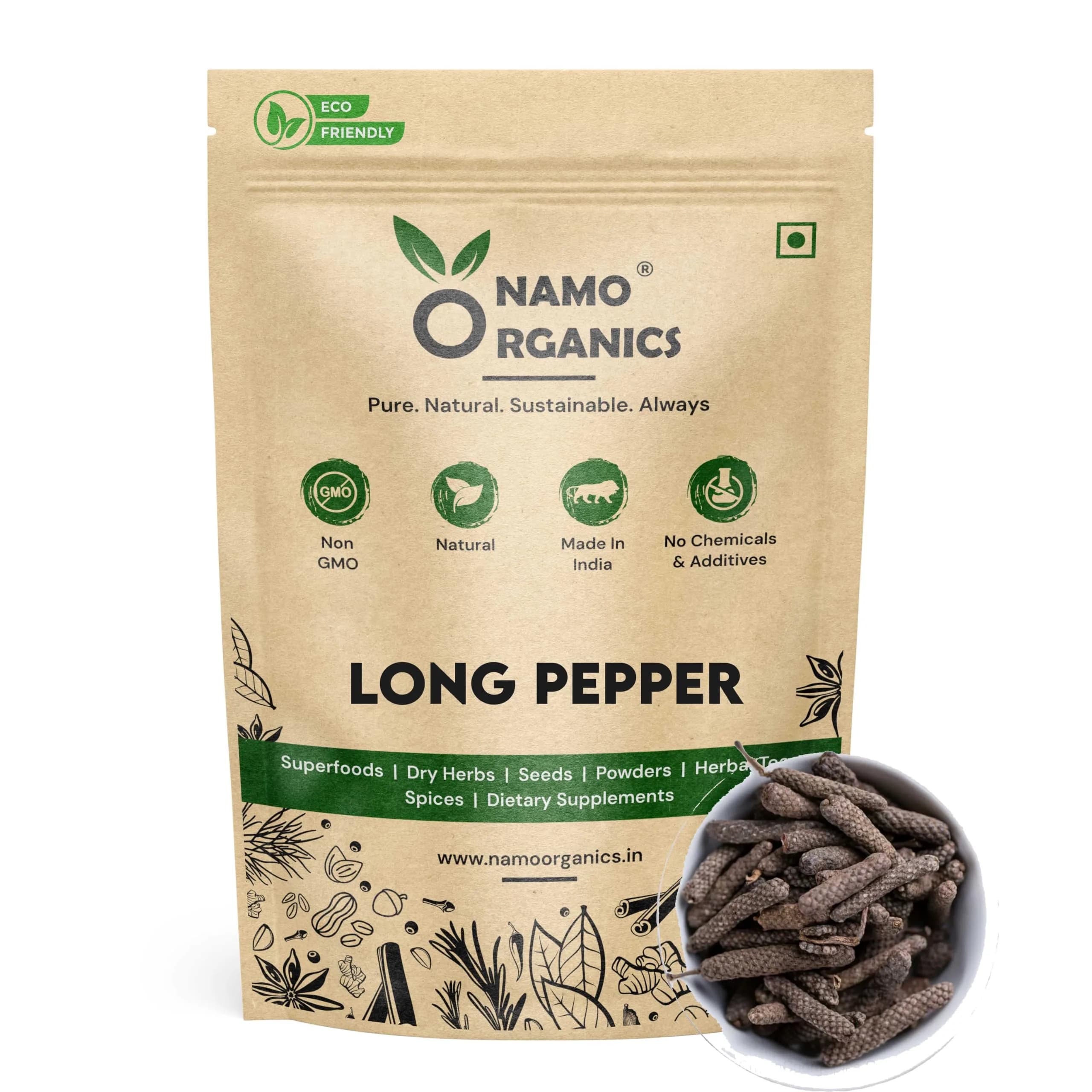 Namo Organics Whole Long Pepper 100 g (3.53 oz) | Authentic Indian Pippali Spice - main product image