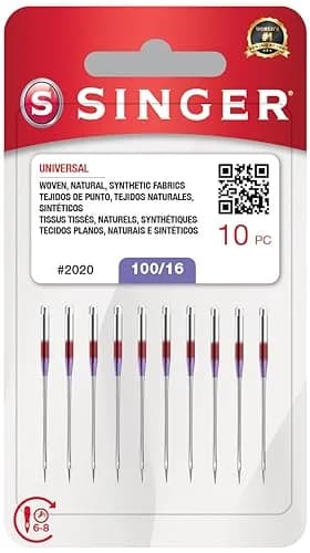 SINGER Universal Sewing Machine Needles 10 Pack Size 100/16 | Steel, Regular Point, Universal Fit thumbnail 1