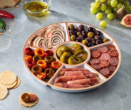 Plasticpro 6 Sectional Round Plastic Serving Tray/Platter 12 inch | Elegant & Heavyweight thumbnail 4
