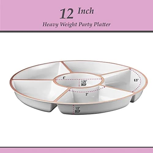 Plasticpro 6 Sectional Round Plastic Serving Tray/Platter 12 inch | Elegant & Heavyweight thumbnail 6