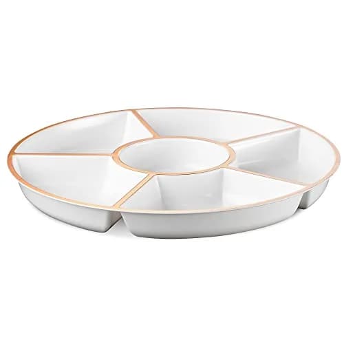 Plasticpro 6 Sectional Round Plastic Serving Tray/Platter 12 inch | Elegant & Heavyweight thumbnail 7