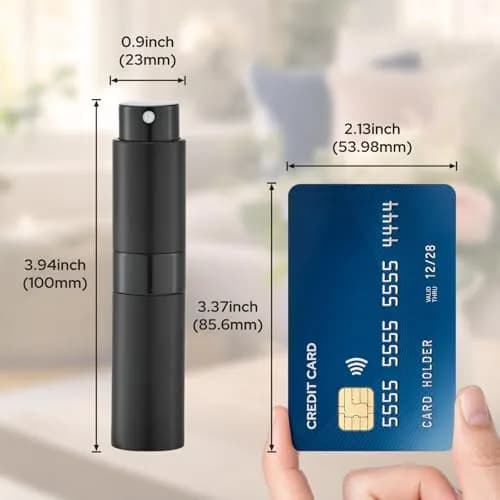 LISAPACK Refillable Perfume Atomizer Spray Bottle 8ml (0.27 Fl Oz) - Pack of 3 Black | Twist-Up Leak-Proof Design thumbnail 8
