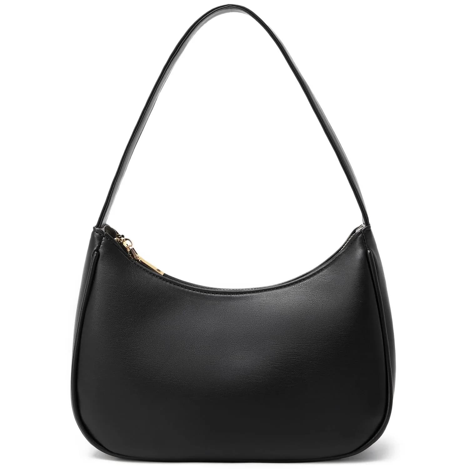 CYHTWSDJ Black Hobo Tote Handbag Mini Clutch Purse with Zipper Closure | Cute PU Leather Shoulder Bag for Women