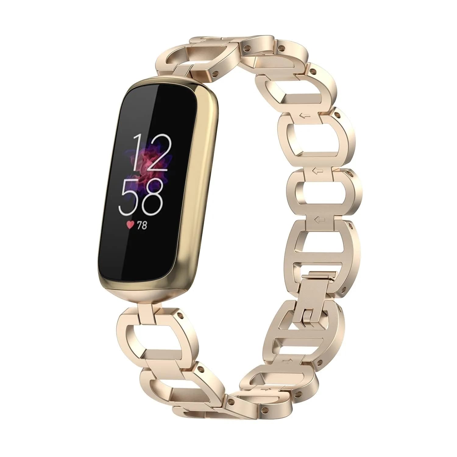 E ECSEM Fitbit Luxe Band Adjustable Stainless Steel Bracelet | Elegant Dressy Strap for Women - main product image
