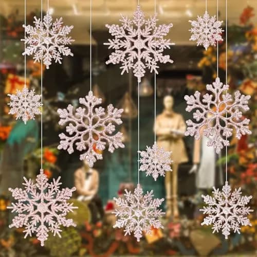 GuassLee 36 Pack Plastic Rose Gold Snowflake Ornaments | Winter Decorations for Christmas & Holiday Season thumbnail 6