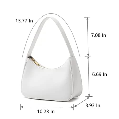 CYHTWSDJ Hobo Tote Handbag Mini Clutch Purse White | Cute PU Leather Shoulder Bag thumbnail 4