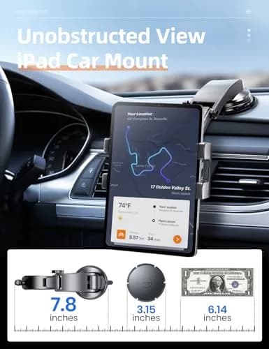 eSamcore Dashboard Tablet Holder for Car Truck iPad Stand with Suction Cup Mount, Black | Fits 6"-11" Tablets & Large Phones thumbnail 2