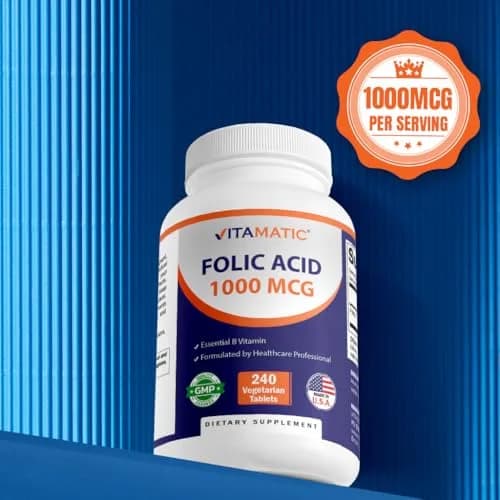 Vitamatic Folic Acid 1000 mcg (1 mg) | Supports Cell Growth & DNA Synthesis thumbnail 5