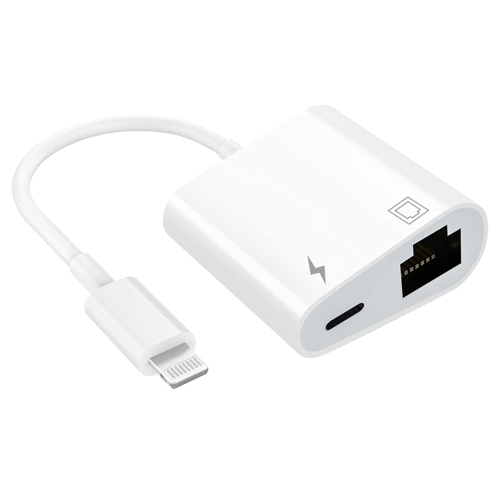 DESOFICON Lightning to Ethernet Adapter 2 in 1 | Fast Ethernet & Charge Port for iPhone/iPad (0.5kg, 9.7in)