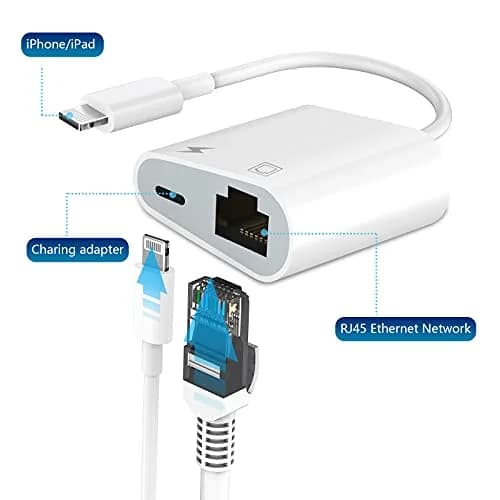 DESOFICON Lightning to Ethernet Adapter 2 in 1 | Fast Ethernet & Charge Port for iPhone/iPad (0.5kg, 9.7in) thumbnail 3
