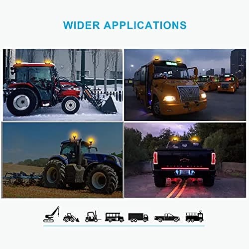 Agrieyes W16P Amber LED Beacon Light with Pipe Mount, 19W 12-24V | SAE J845 Certified Emergency Strobe thumbnail 6