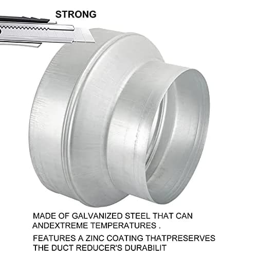 Kikerike Galvanized Steel Duct Reducer 8 inch to 6 inch | HVAC Ventilation Adapter thumbnail 5