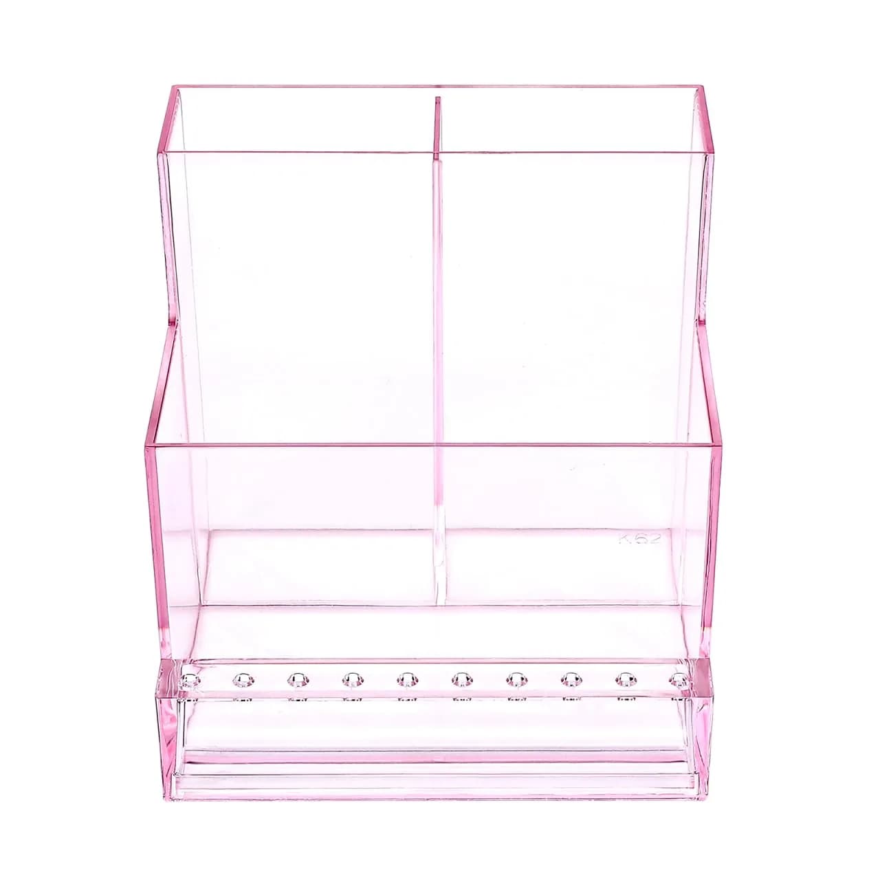 FRCOLOR Nail Drill Storage Box Clear Plastic Organizer Grinding Machine Holder for Salon and Home Use | Compact Nail Tool Organizer — Pink