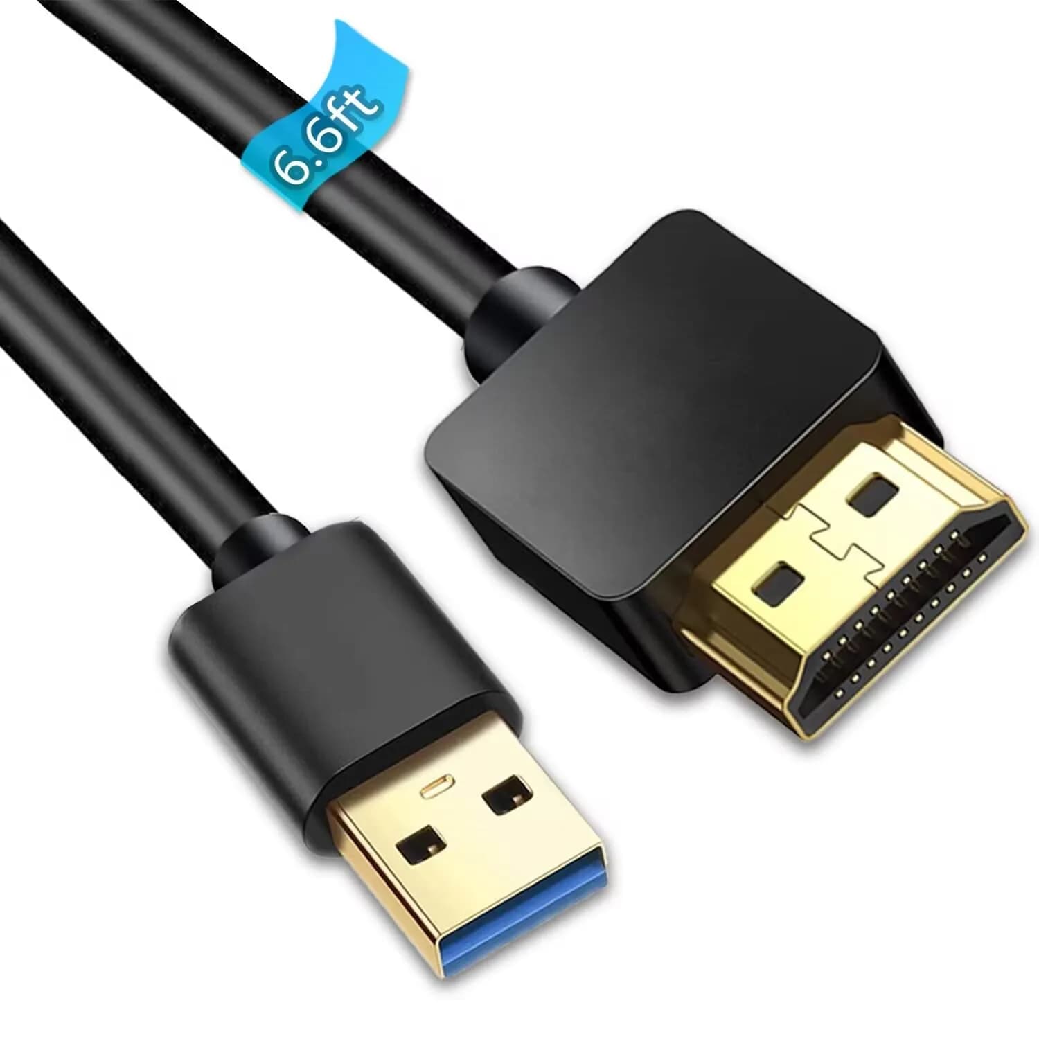AKWOR USB to HDMI Adapter Cable 2m (6.6ft) | Connects Windows Laptops to Monitors & TVs — 2M