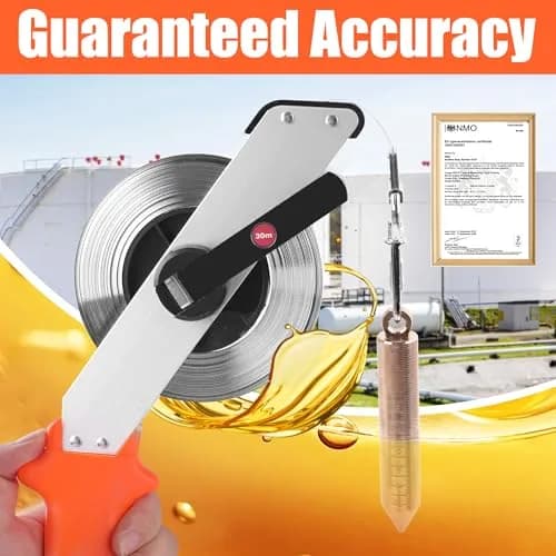 Cekegon Oil Gauging Tape, 98 ft Oil Tank Gauging Tape with Brass Plumb Bob | Rust-Resistant Stainless Steel, Dual-Scale Design thumbnail 2