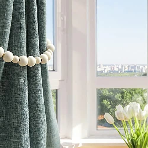 OCIOLI Wood Bead Curtain Tiebacks with Hooks, 18.9" Boho Curtain Holdbacks (2-Pack, Wood Color) thumbnail 7