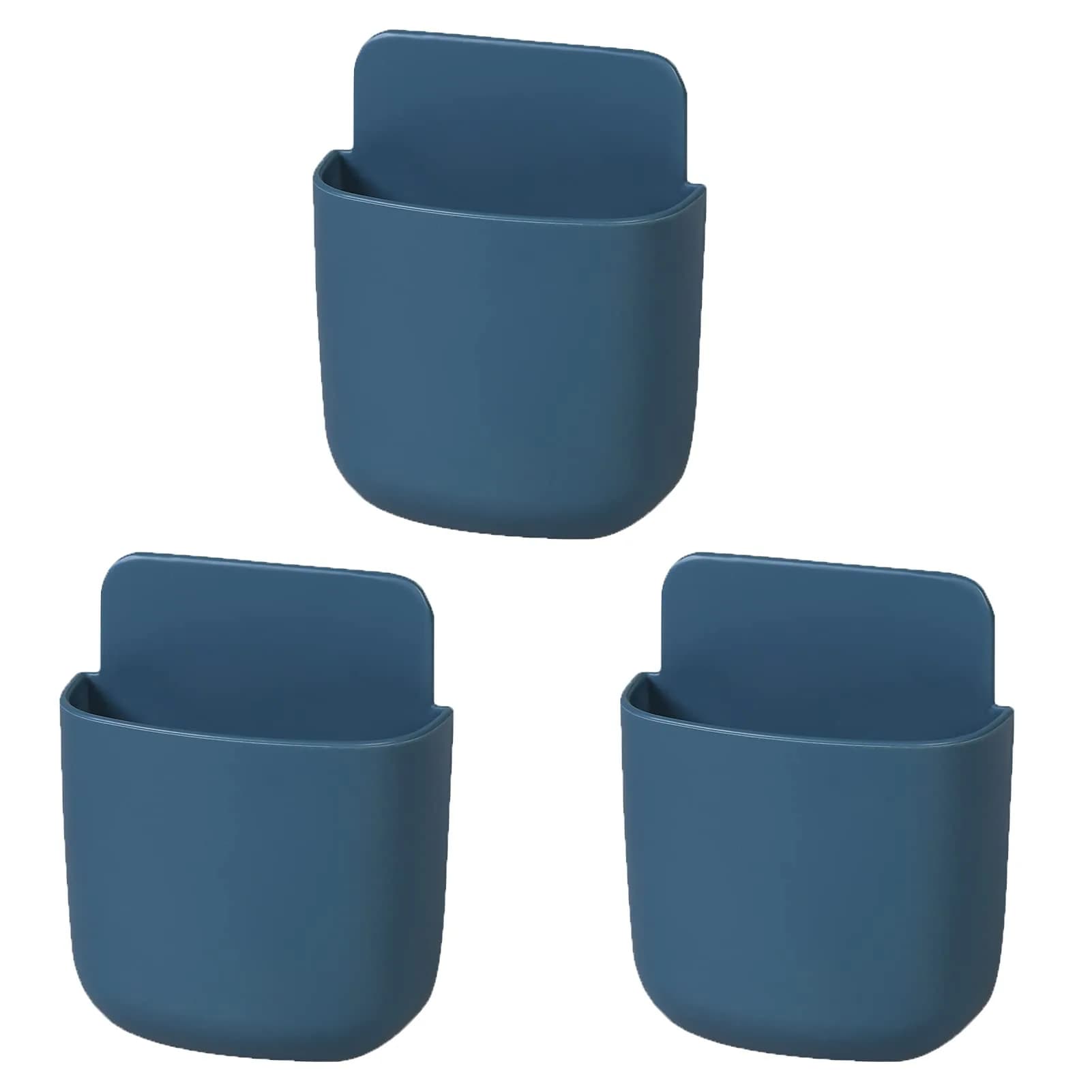 LVYOUIF Grey Remote Control Holder 3 Pack | Wall Mount Organizer for Home Office School Supply Storage — Blue