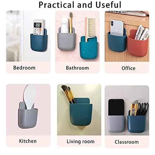 LVYOUIF 3 Pack Remote Control Holder Wall Mount Holders with Adhesive | Organizer for Home Office School Supply Storage (Blue) thumbnail 4