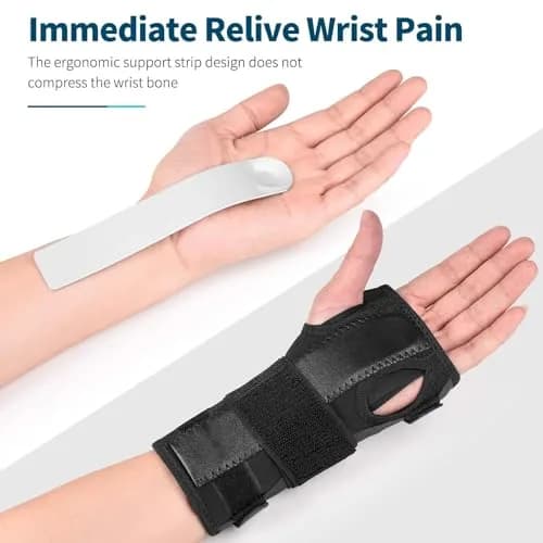 PKSTONE Carpal Tunnel Wrist Brace S/M (Black) | Adjustable Support for Left & Right Hand thumbnail 4