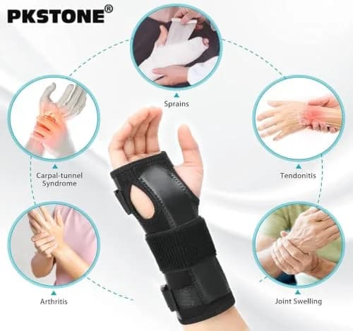 PKSTONE Carpal Tunnel Wrist Brace S/M (Black) | Adjustable Support for Left & Right Hand thumbnail 3