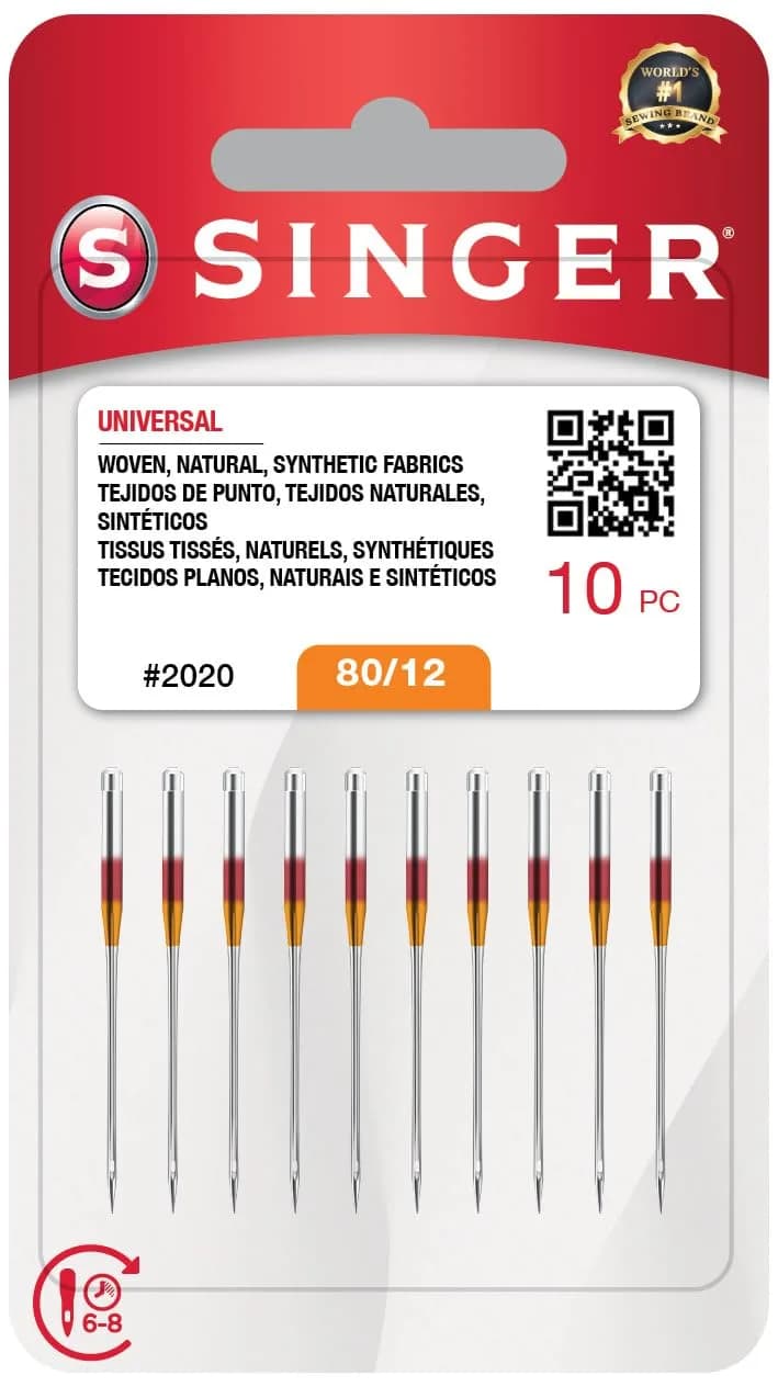 SINGER Universal 2020 Sewing Machine Needles, Size 80/12 (10-Pack, Ball Point)