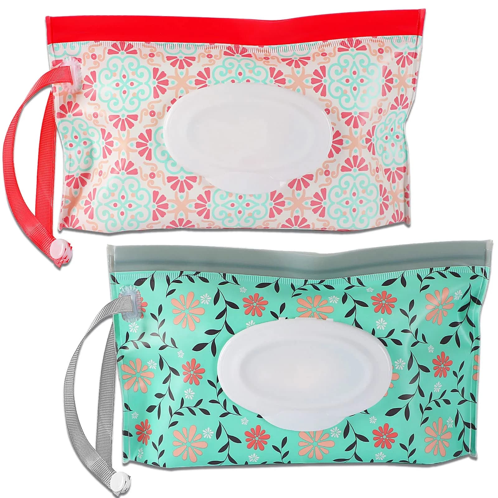FEBSNOW 2 Pack Baby Wipe Dispenser, Reusable Portable Travel Wipe Holder (24 x 13.5 x 4 cm) — Multicolor D