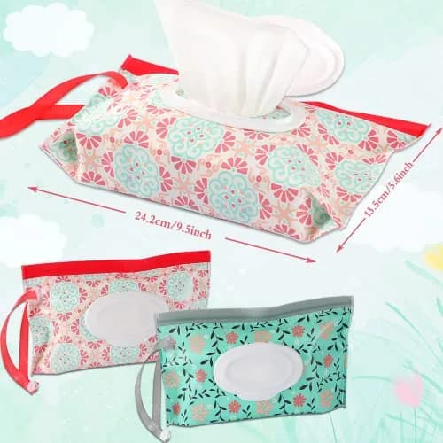 FEBSNOW 2 Pack Baby Wipe Dispenser, Portable Refillable Wet Wipe Holder | Keeps Wipes Moist for On-the-Go thumbnail 2