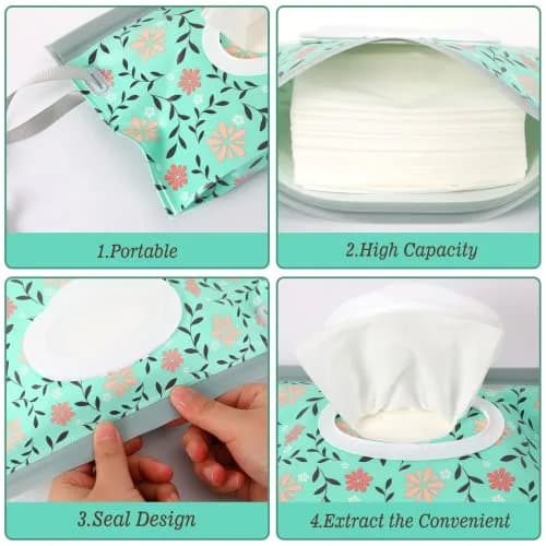 FEBSNOW 2 Pack Baby Wipe Dispenser, Portable Refillable Wet Wipe Holder | Keeps Wipes Moist for On-the-Go thumbnail 3
