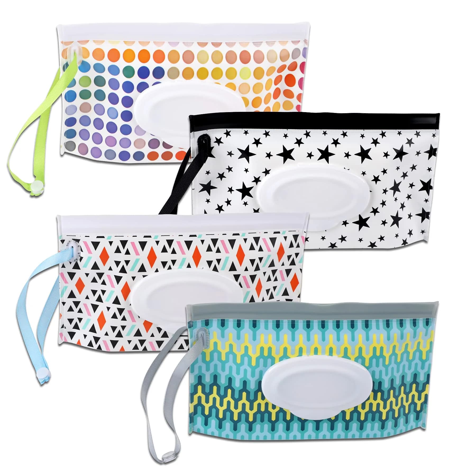 FEBSNOW 4 Pack Baby Wipe Dispenser, Portable Wet Wipe Holder Container | Reusable & Refillable for On-the-Go