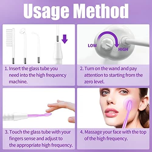 UUPAS High Frequency Facial Wand with 4 Violet Glass Electrodes | Portable Handheld Skin Therapy Device thumbnail 7