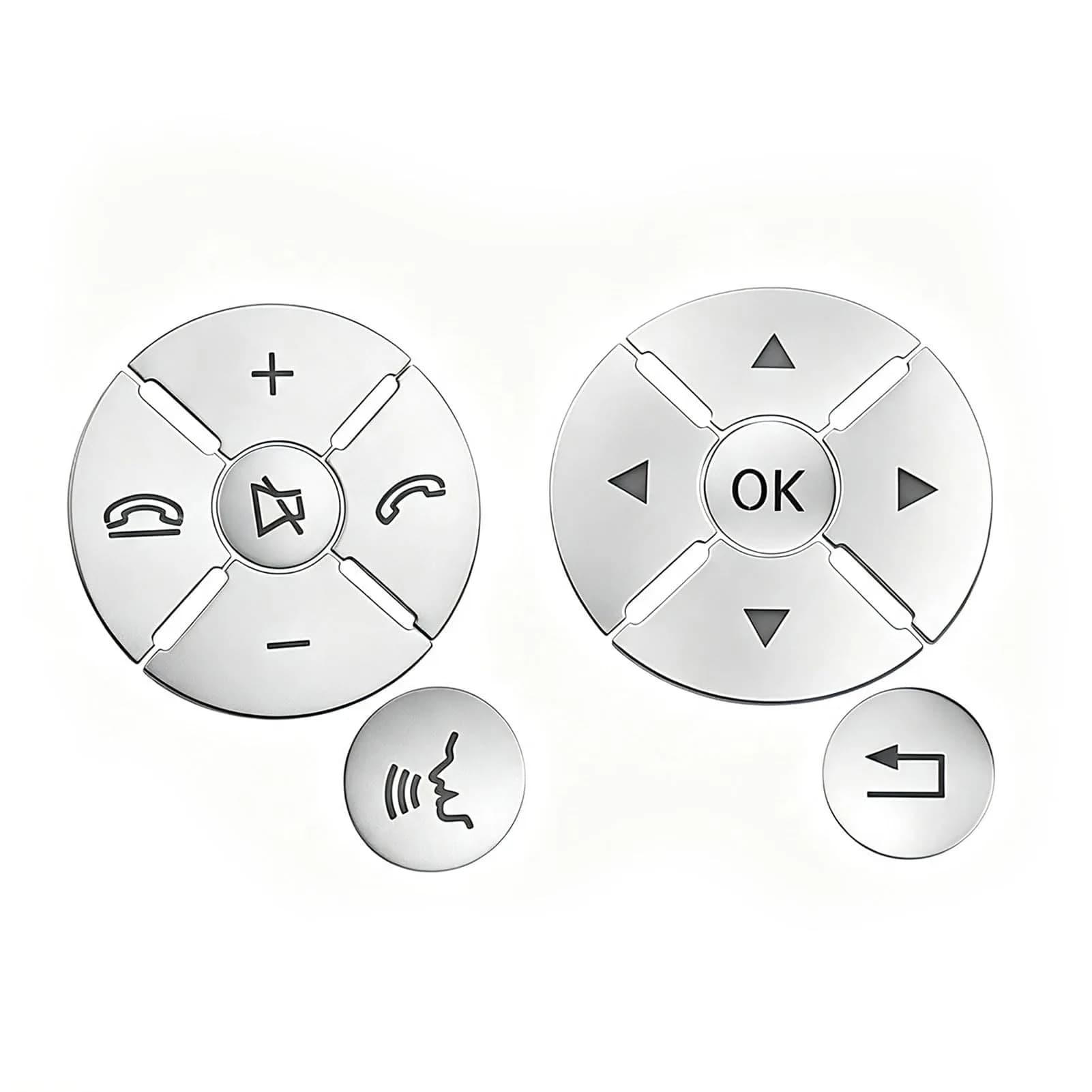 Moonlinks Chrome Square Steering Wheel Button Covers 12-Pack | Interior Trim for Mercedes A B C E G SL GL GLA CLA GLK SLK CLS Class — Round