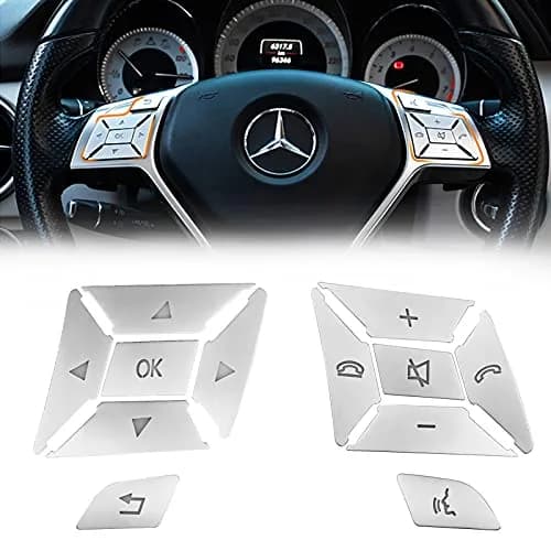 Moonlinks Chrome Square Steering Wheel Button Covers 12-Pack | Interior Trim for Mercedes A B C E G SL GL GLA CLA GLK SLK CLS Class thumbnail 1