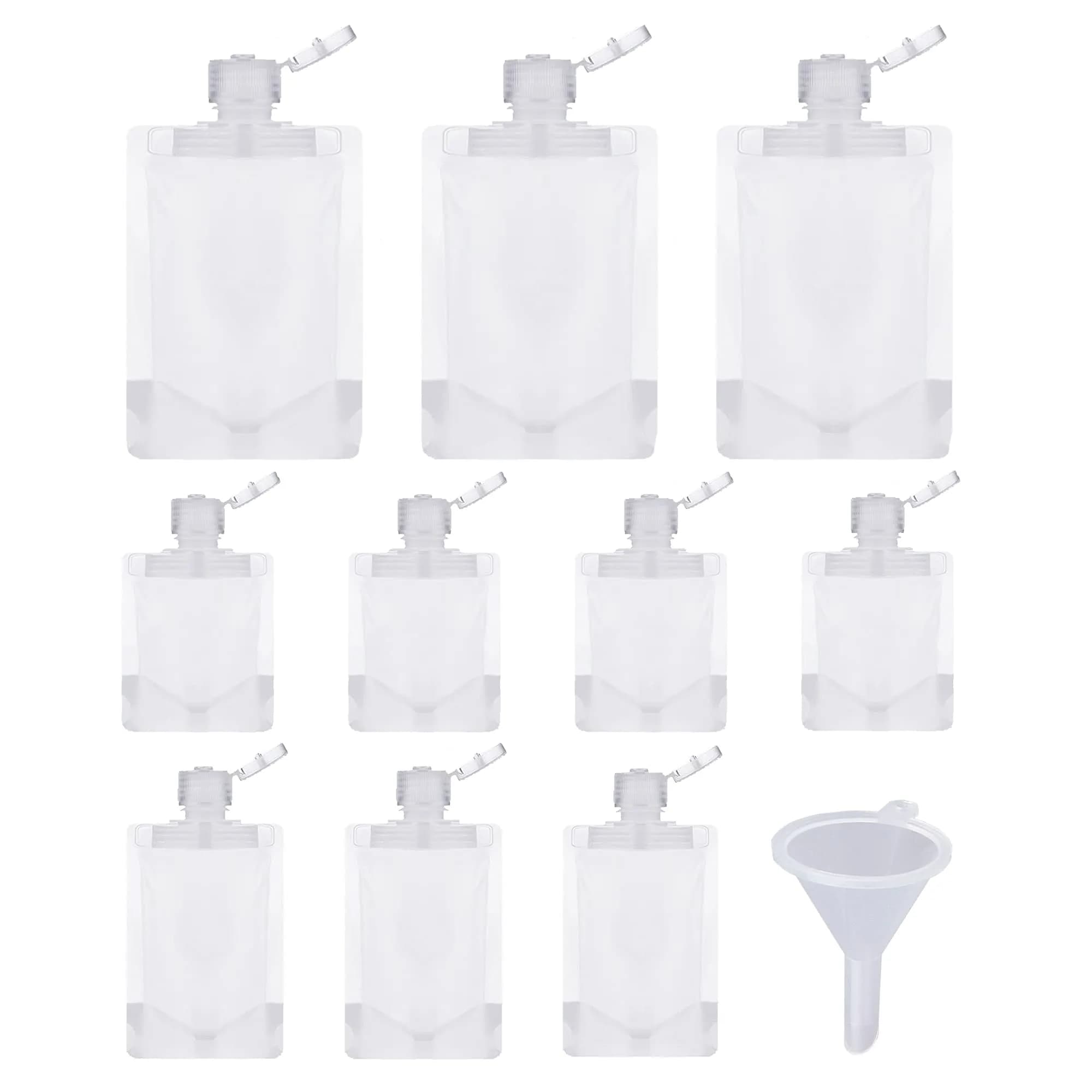 CKLJTL Portable Travel Fluid Makeup Packing Bag 10 Pcs (30ml, 50ml, 100ml) | Refillable Cosmetic Pouch Set - main product image
