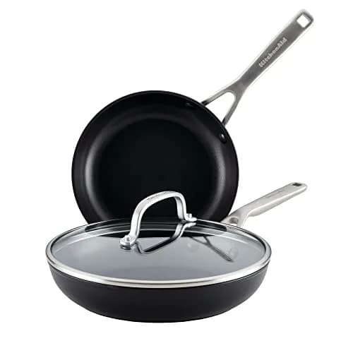 KitchenAid Hard Anodized Induction Nonstick Frying Pan Set With Lid, 8 & 10 Inch Skillets, 2.27 kg (5 lb) | Durable, Even Heating, Dishwasher & Oven Safe thumbnail 1
