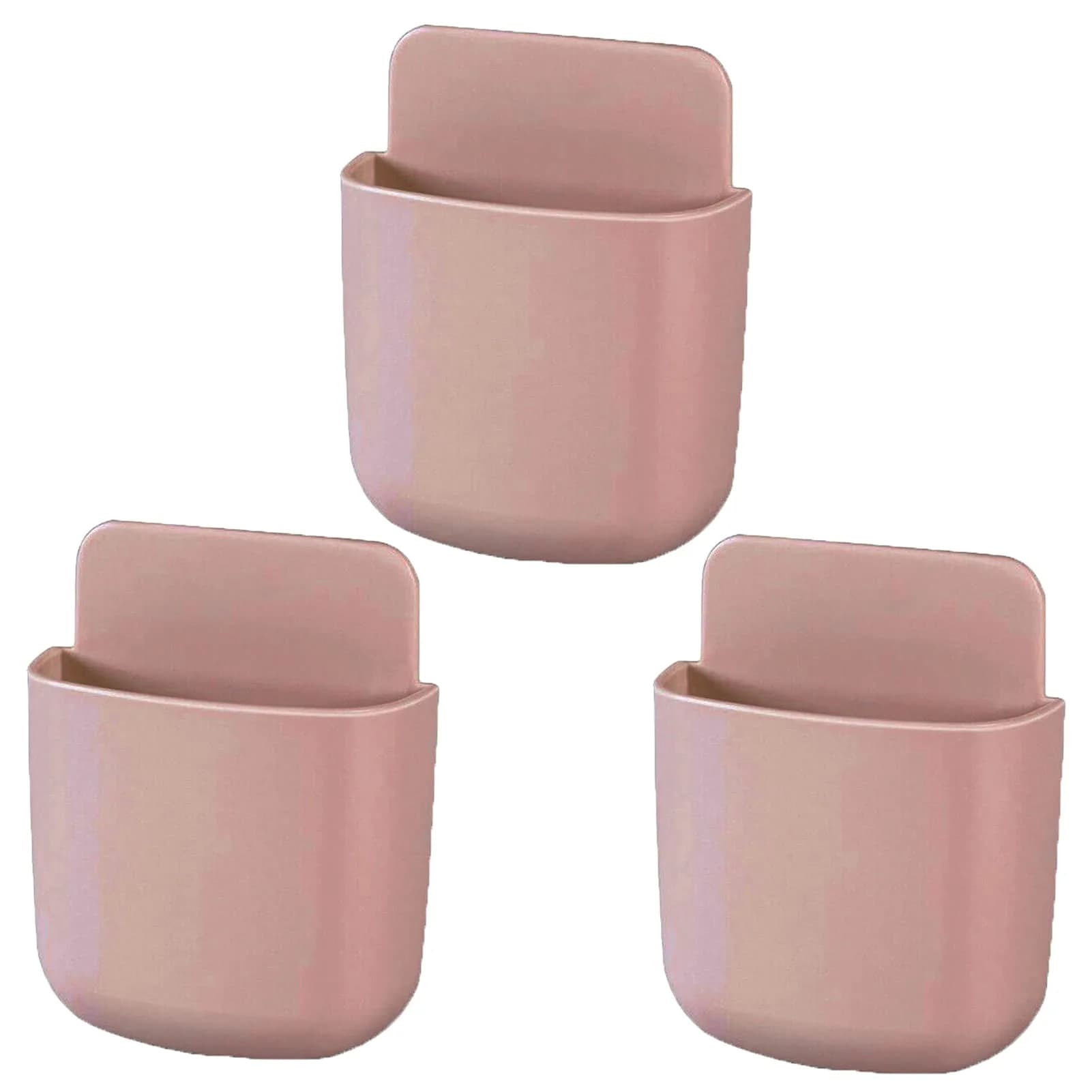 LVYOUIF Grey Remote Control Holder 3 Pack | Wall Mount Organizer for Home Office School Supply Storage — Dark Pink