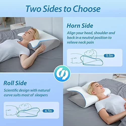 HOMCA Memory Foam Cervical Pillow 60cm (23.6") x 40cm (15.7") x 12cm (4.7") | CertiPUR-US Certified for Neck Pain Relief thumbnail 4