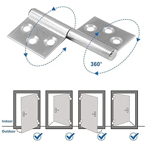Bonsicoky 3 Inch Lift Off Hinges, 4Pcs | 73mm (2.87") Stainless Steel Detachable Door Hinges thumbnail 6