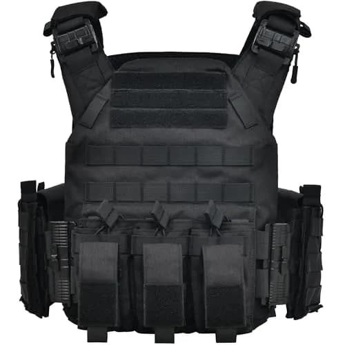 GFIRE Tactical Vest Lightweight 3D Breathable Vest for Training Black L-4XL | Adjustable Quick Release MOLLE System thumbnail 1