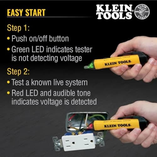 Klein Tools NCVT1P Voltage Tester Non-Contact 50V-1000V | Audible & Flashing LED Alarms thumbnail 3