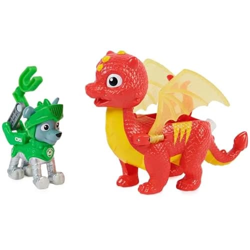 Paw Patrol Rescue Knights Rocky and Dragon Flame Action Figures Set 2 Piece Assortment | ASTM-Tested Educational Toy thumbnail 1