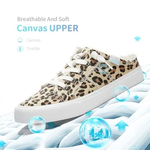 Obtaom Women Canvas Mules Memory Foam Clipper Leopard Print US7 | Comfortable Slip-On Mule for All Seasons thumbnail 3