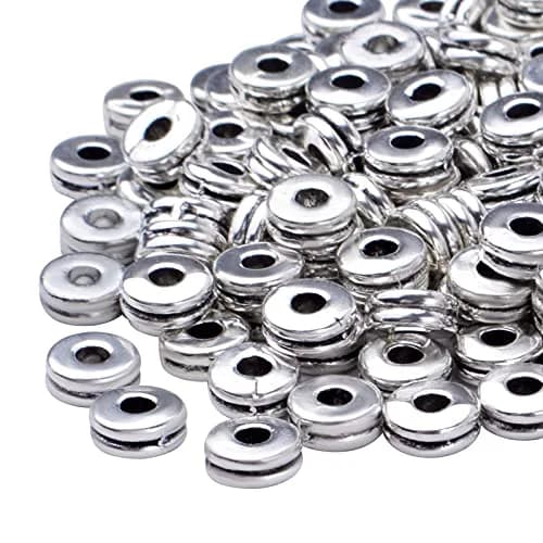 Aylifu Silver 200pcs Flat Round Spacer Beads 6mm (0.24in) | DIY Jewelry Crafting thumbnail 4