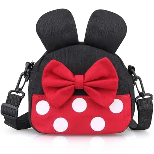 Dksyee Mini Mouse Crossbody Bag for Little Girls 6 in Red Canvas | Disney Minnie Ears thumbnail 1