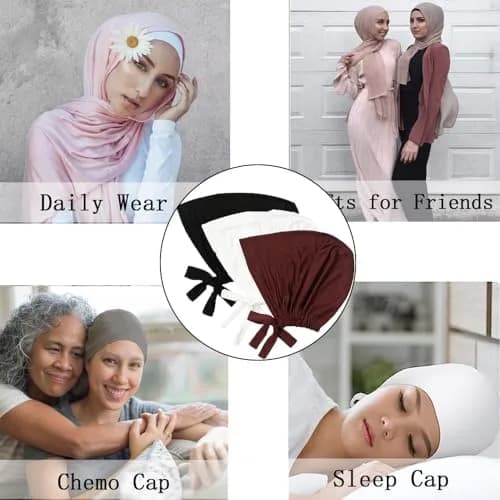 Hophor Black Hijab Scarf with Tie Back Muslim Veil Cap 26g (0.91 oz) | Adjustable Jersey Head Cover thumbnail 6