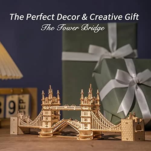 ROBOTIME 3D Puzzle Wooden Craft Kits with LED Light DIY Tower Bridge 14.1x2.9x4.6 inch | Brain Teaser Home Decor Gift thumbnail 6
